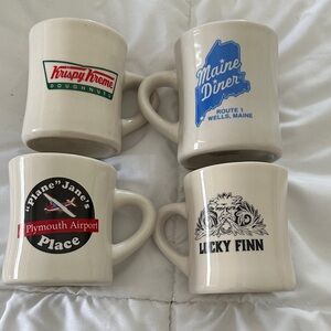 Dinner style old school navy mugs. Cream Ceramic Coffee Mug - White lot of 4